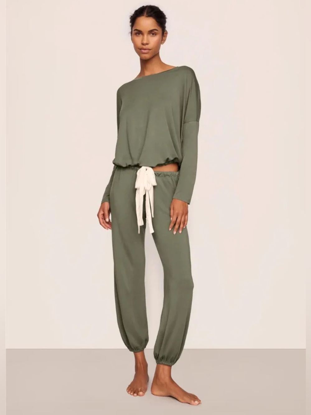 NWT Eberjey Gisele Slouchy Set Smokey Olive Large